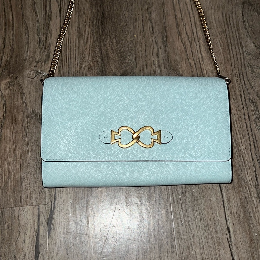 Kate Spade Toujours Chain Clutch Crossbody Cloud Mist Light Blue BAG